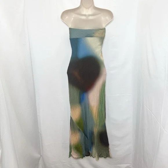 Reformation Joana Midi Tube Dress In‎ Blur Size XS Strapless Bias Cut - Picture 4 of 14